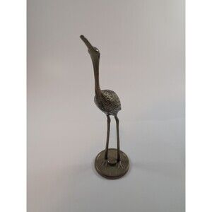 Vintage Tall Brass Crane 17 Inch Bird Sculpture MCM